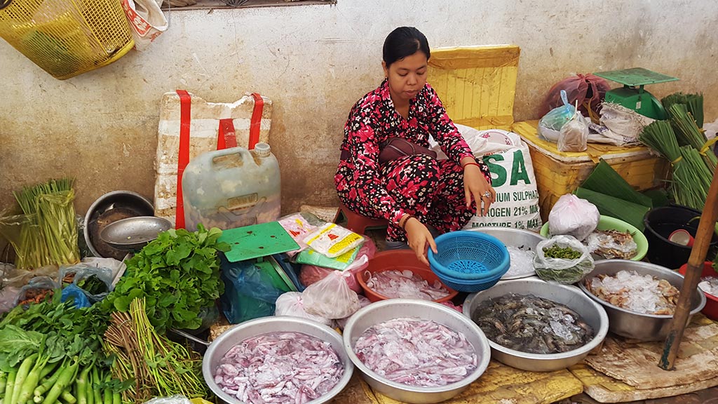 phsar leu Thom Thmey Market in Siem Reap, Cambodia